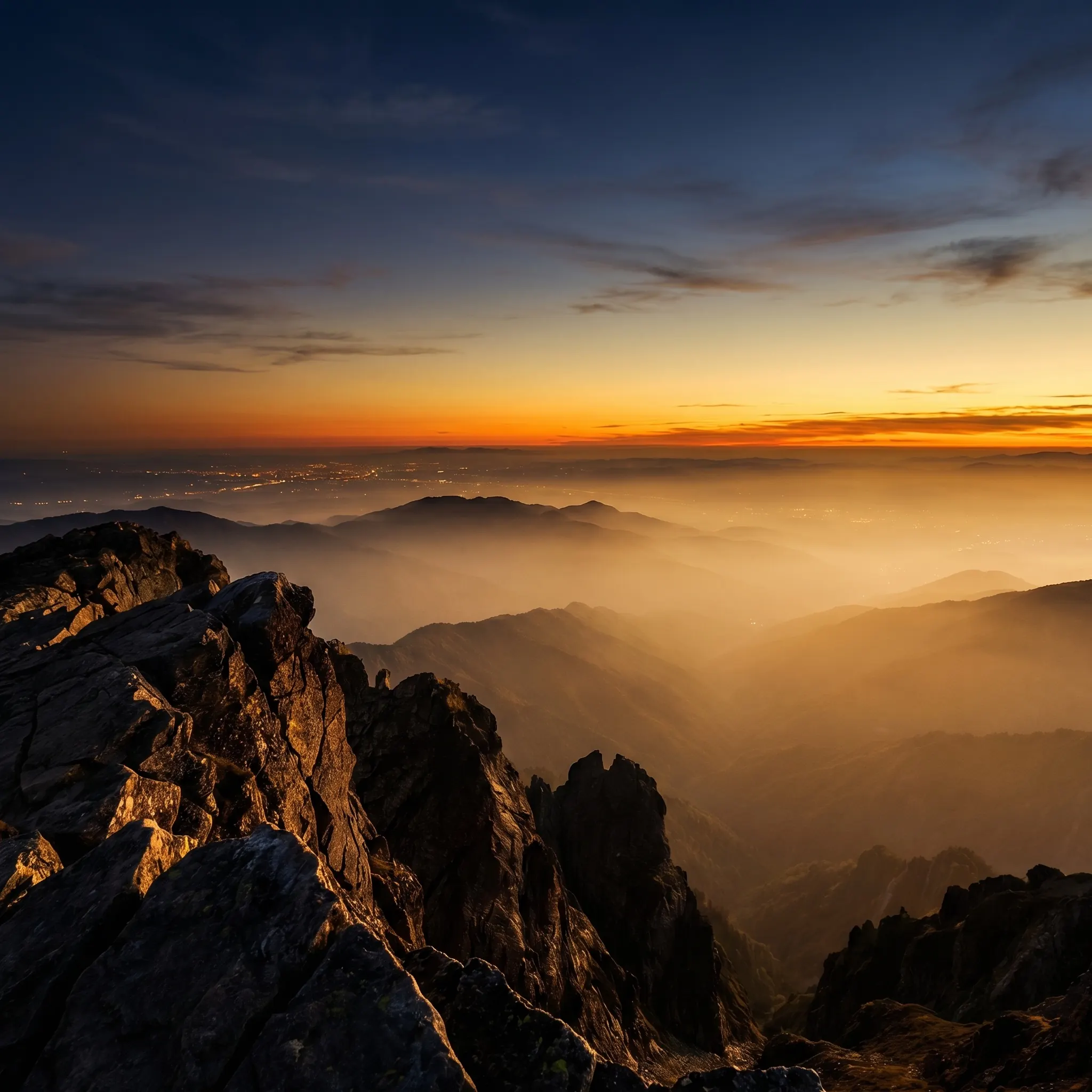 Summit view at golden hour — ridge looking out over horizon